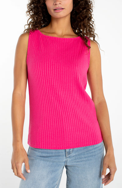 SLEEVELESS BOAT NECK RIB KNIT TOP – LIVERPOOL LOS ANGELES