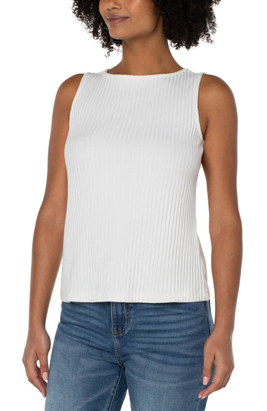 SLEEVELESS BOAT NECK RIB KNIT TOP – LIVERPOOL LOS ANGELES