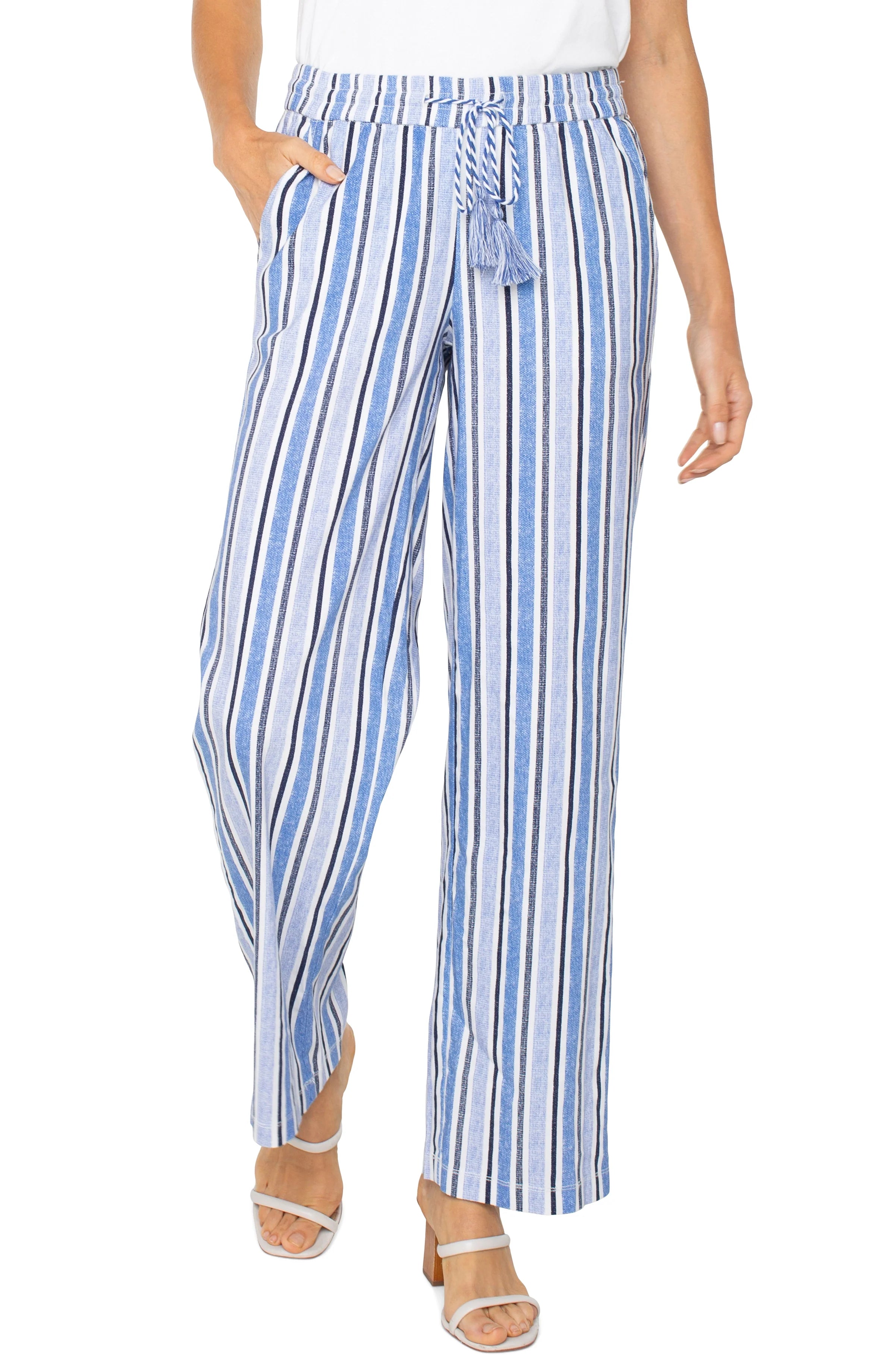 WHITE BLUE MULTI STRIPE