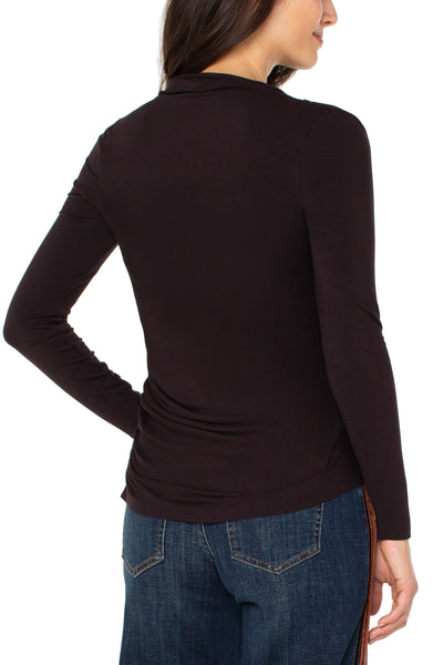 LONG SLEEVE MOCK NECK KNIT TOP W/ SHIRRING – LIVERPOOL LOS
