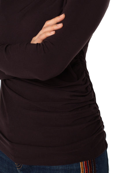 LONG SLEEVE MOCK NECK KNIT TOP W/ SHIRRING – LIVERPOOL LOS