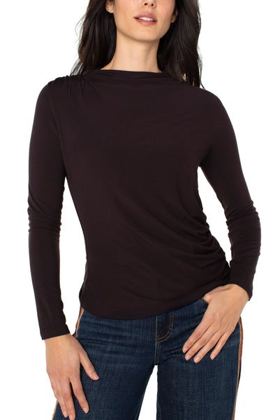 Long Sleeve Mock Neck ゴルフィッカーズ LONG SLEEVE MOCK NECK KNIT TOP W/ SHIRRING – LIVERPOOL LOS