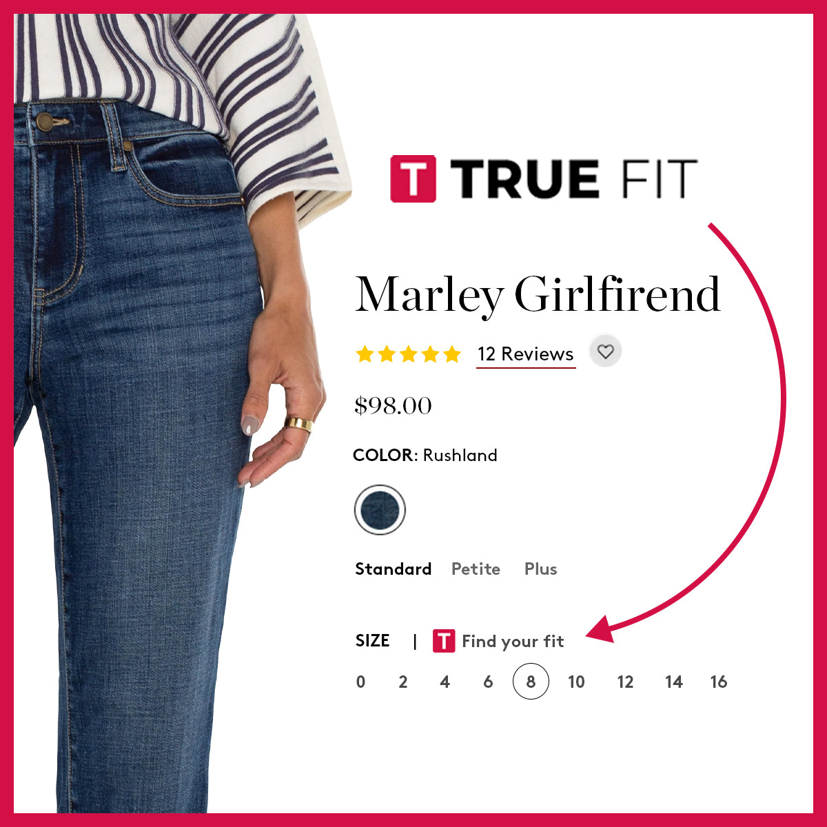 "Marley Girlfriend Jeans True Fit Size Guide"