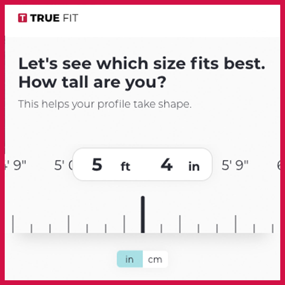 height measurement selector tool for profile setup