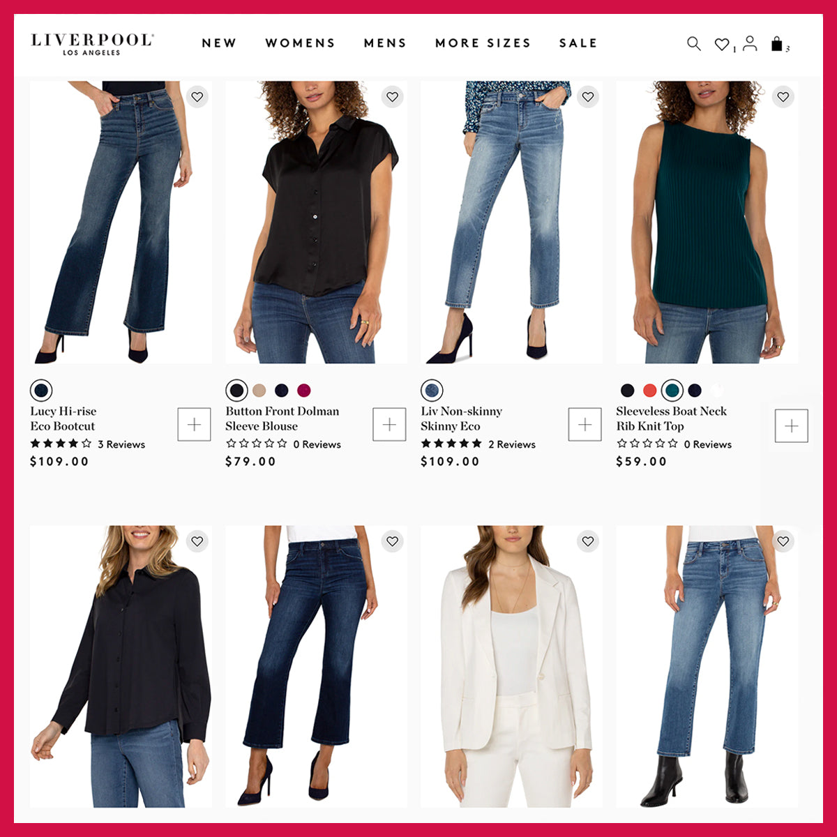 "fashion clothing selection jeans tops blazer Liverpool Los Angeles"