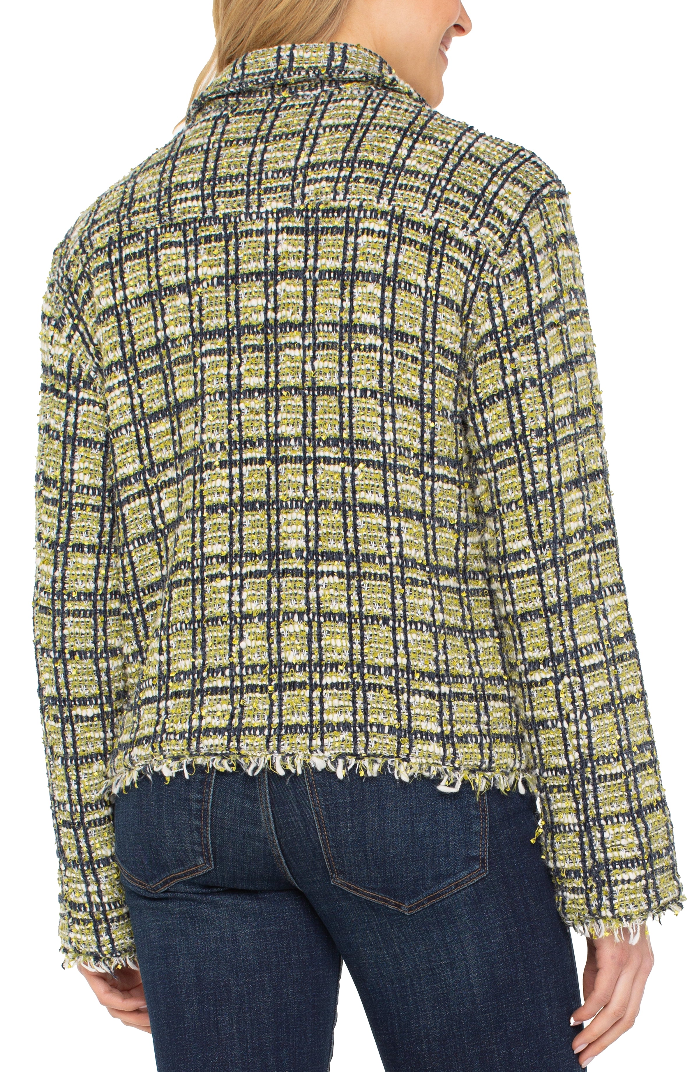 GREEN MULTI PLAID BOUCLE