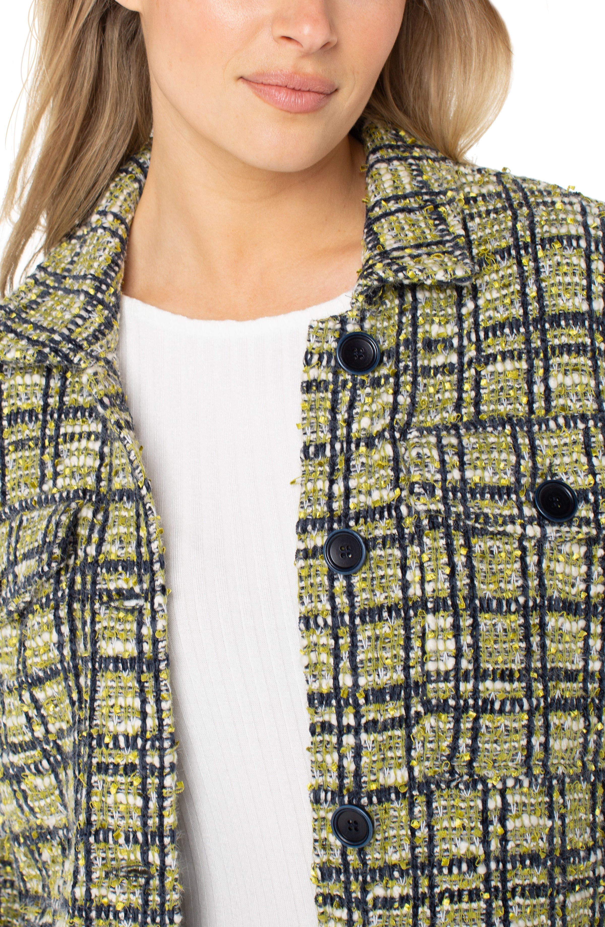 GREEN MULTI PLAID BOUCLE