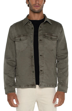 Open SHIRT JACKET PEWTER GREEN-3 in gallery view