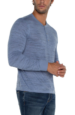 Open LONG SLEEVE HENLEY COUNTRY BLUE-1 in gallery view