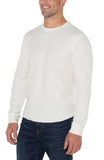 Men's white long sleeve waffle knit sweater