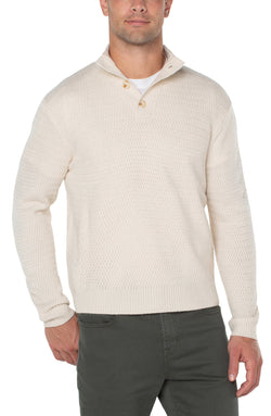 Open BUTTON MOCK NECK SWEATER CREAM-1 in gallery view
