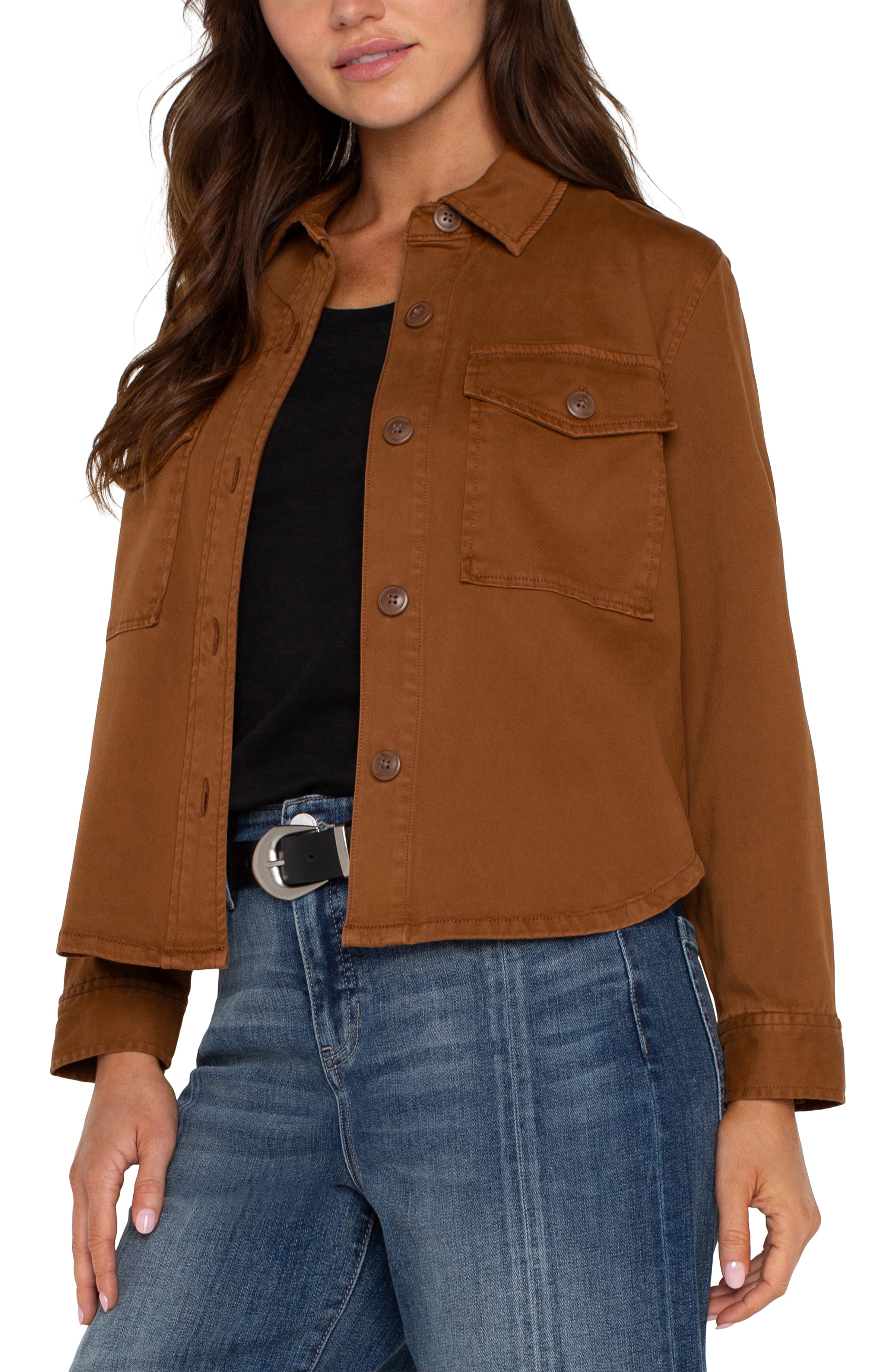 brown denim jacket women's fashion