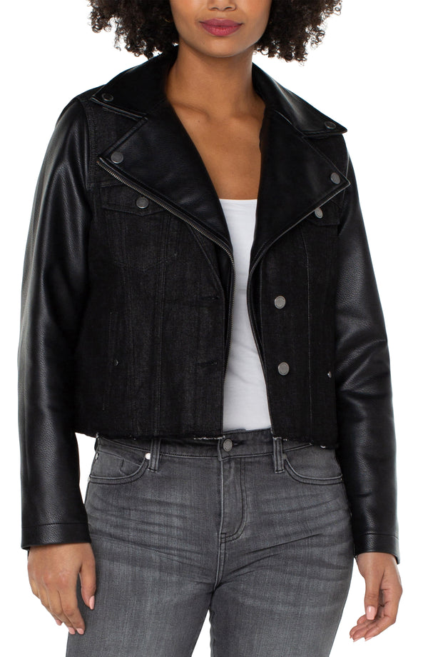 Top 166+ leather denim jacket womens