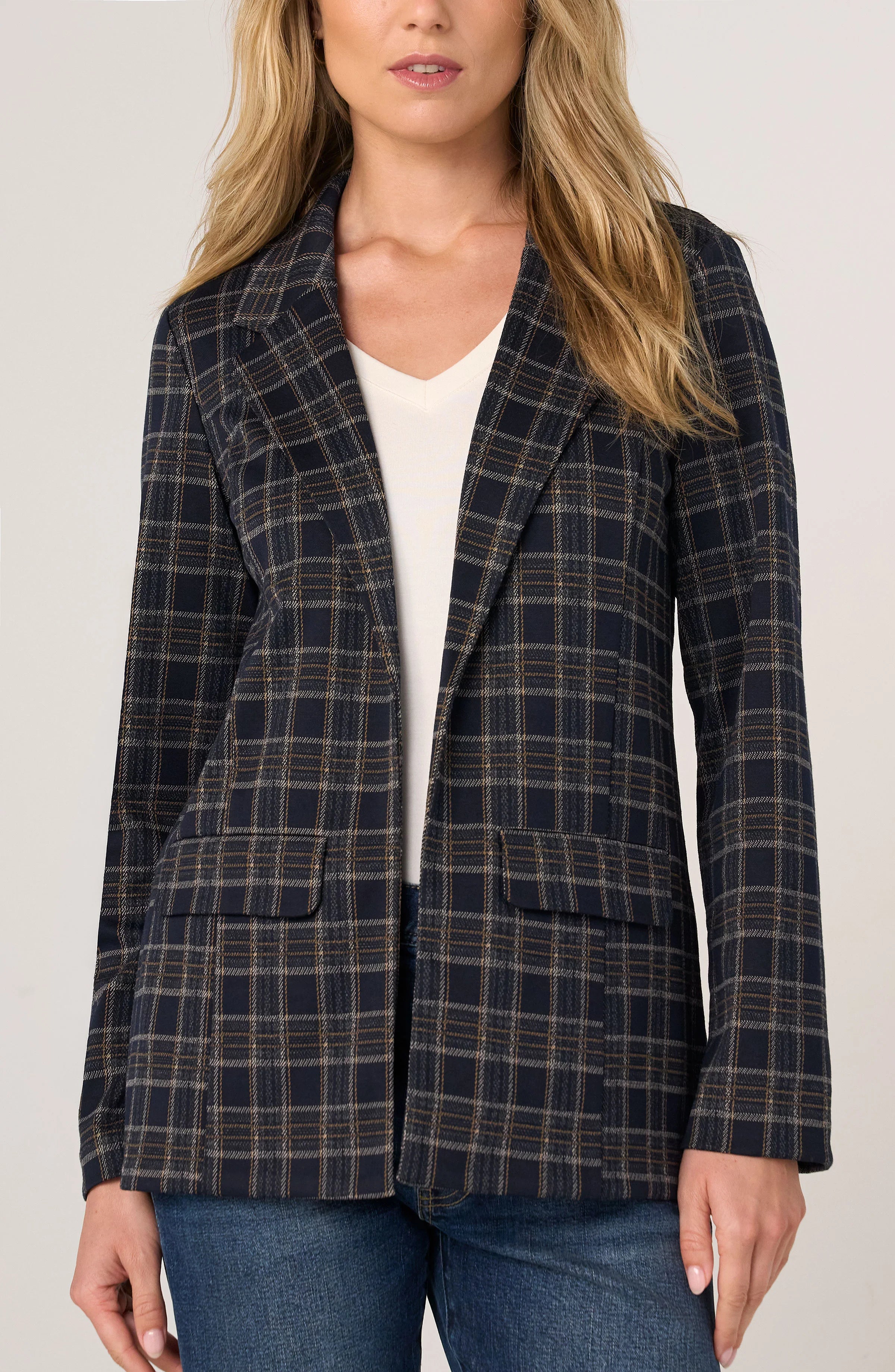 NAVY TAN PLAID