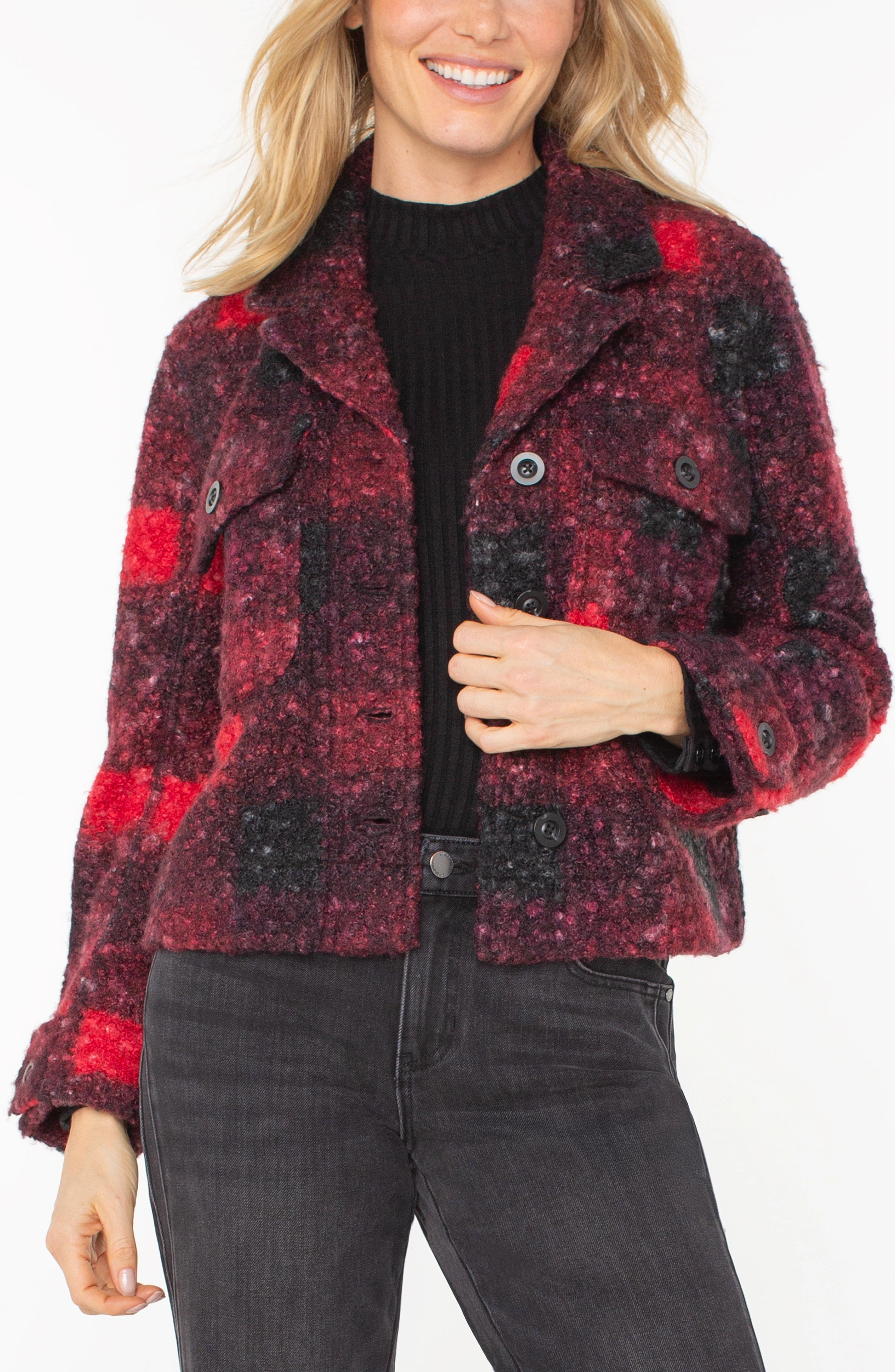 RED BLACK BUFFALO CHECK SHERPA