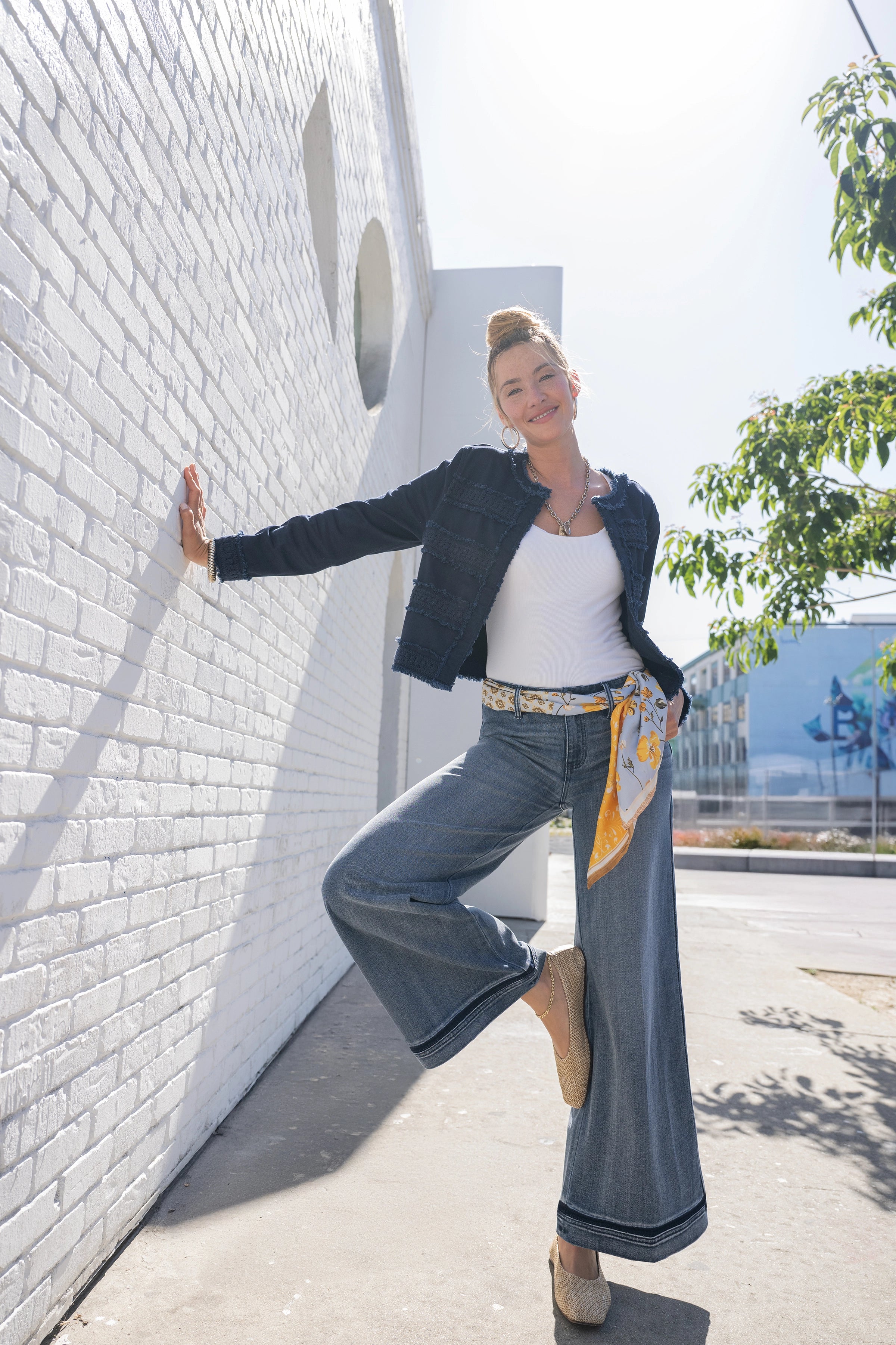 COLLARLESS JACKET WITH FRAY & LACE – LIVERPOOL LOS ANGELES COLLARLESS JACKET WITH FRAY & LACE – LIVERPOOL LOS ANGELES