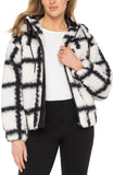 WHITE BLACK CURLY LAMB WINDOWPANE
