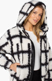 WHITE BLACK CURLY LAMB WINDOWPANE