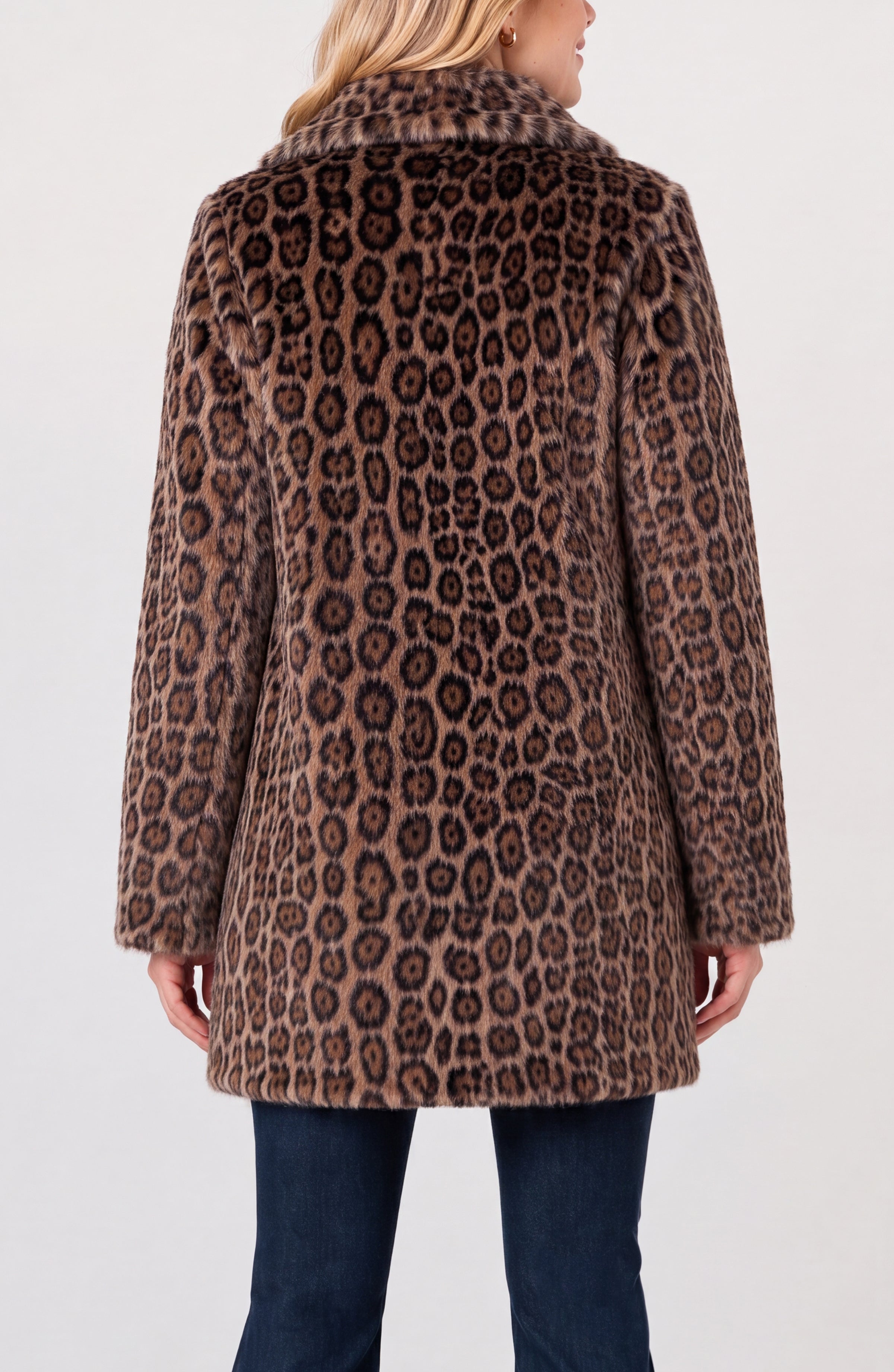 COLLARED FAUX FUR COAT