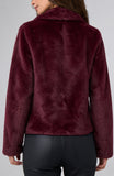 PETITE COLLARED FAUX FUR JACKET