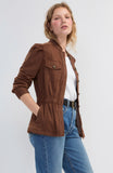 PUFF SLEEVE TRUCKER JACKET W/ RUFFLE COLLAR