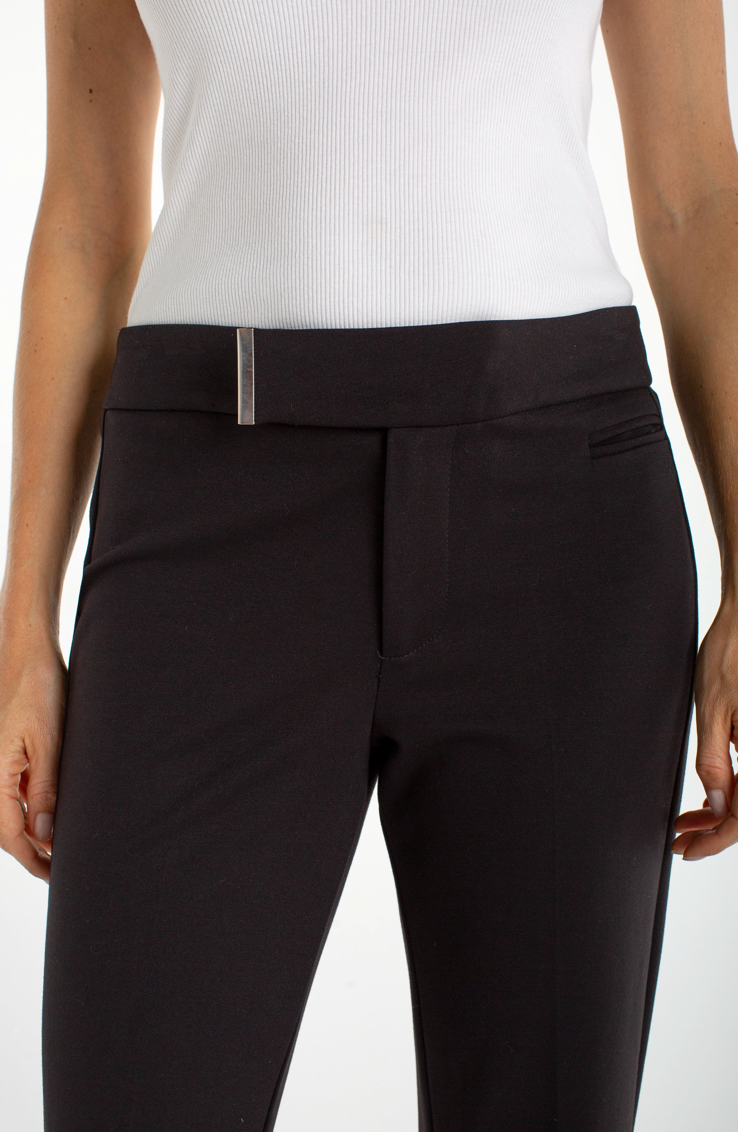 Liverpool Crop Flare With Extended Tab in Black 10 Liverpool Crop Flare With Extended Tab in Black 10