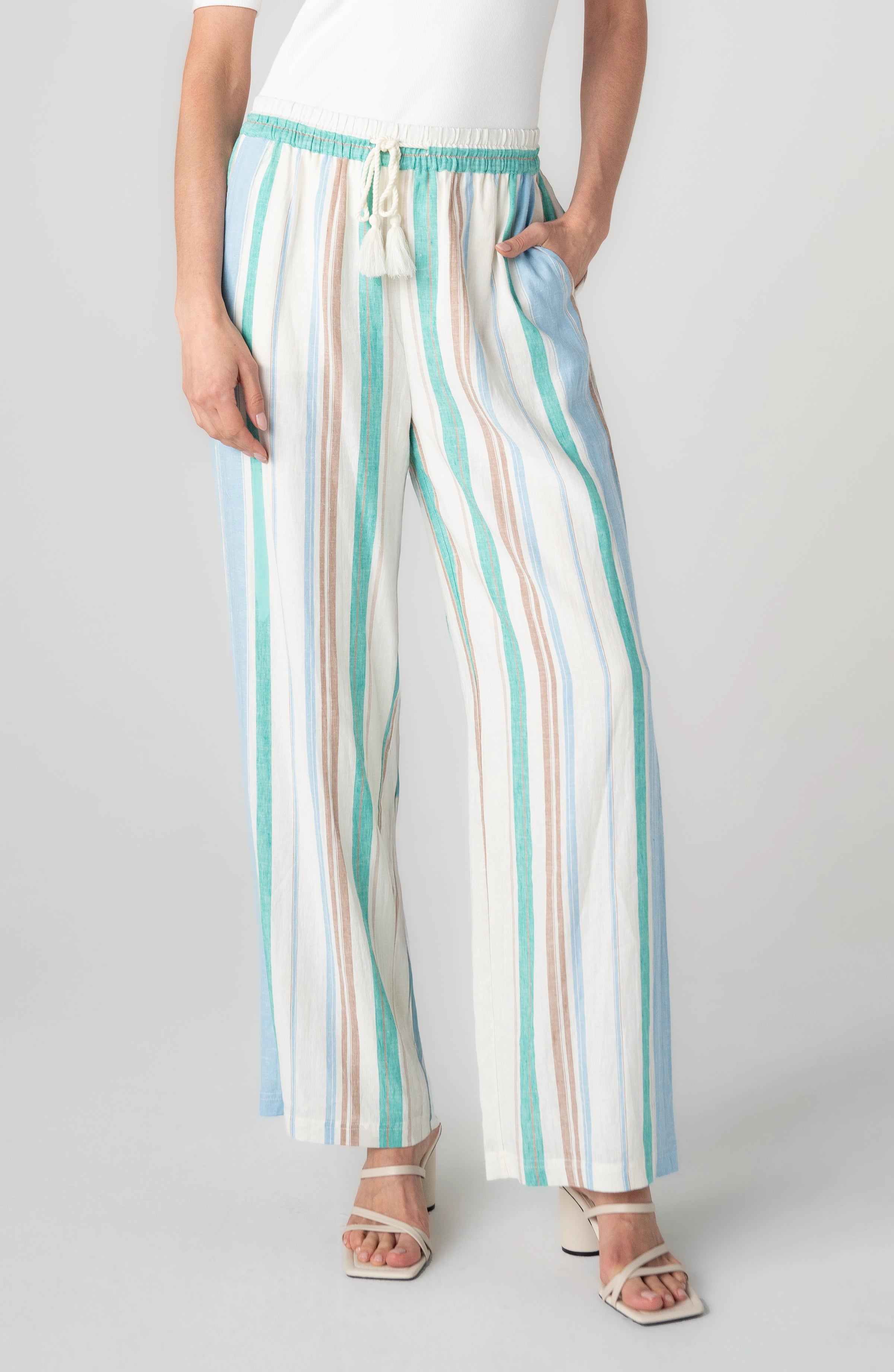 CREAM TEAL MULTI STRIPE
