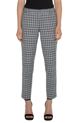 Open KELSEY KNIT TROUSER BLACK WHITE PLAID-1 in gallery view