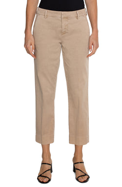 Open KELSEY TROUSER WITH SIDE SLIT BISCUIT TAN-1 in gallery view