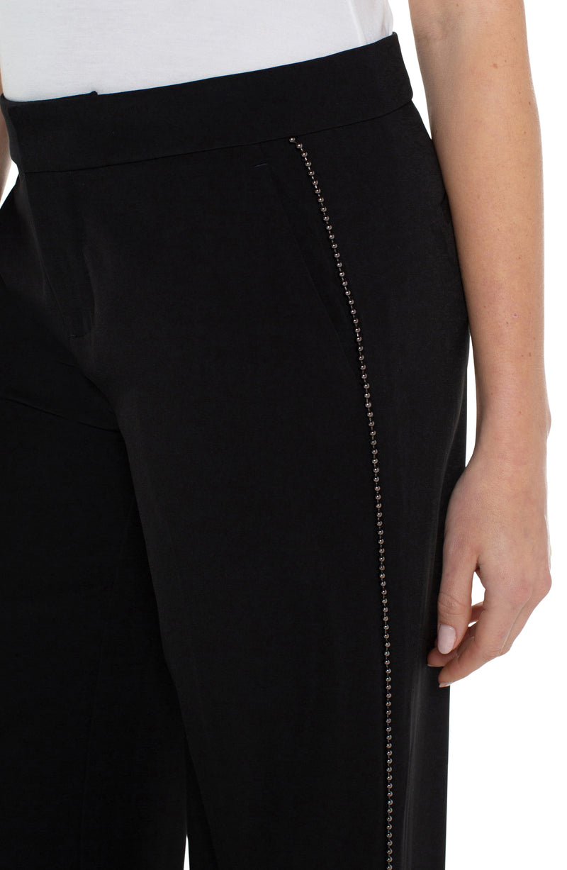 WIDE LEG ANKLE TROUSER WITH CHAIN TRIM-3