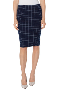 Open REESE HI-RISE SKIRT FEDERAL NAVY WINDOWPANE-1 in gallery view