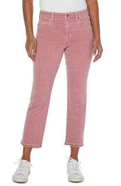 Open KENNEDY CROP STRAIGHT WITH FRAY HEM ANTIQUE ROSE-1 in gallery view
