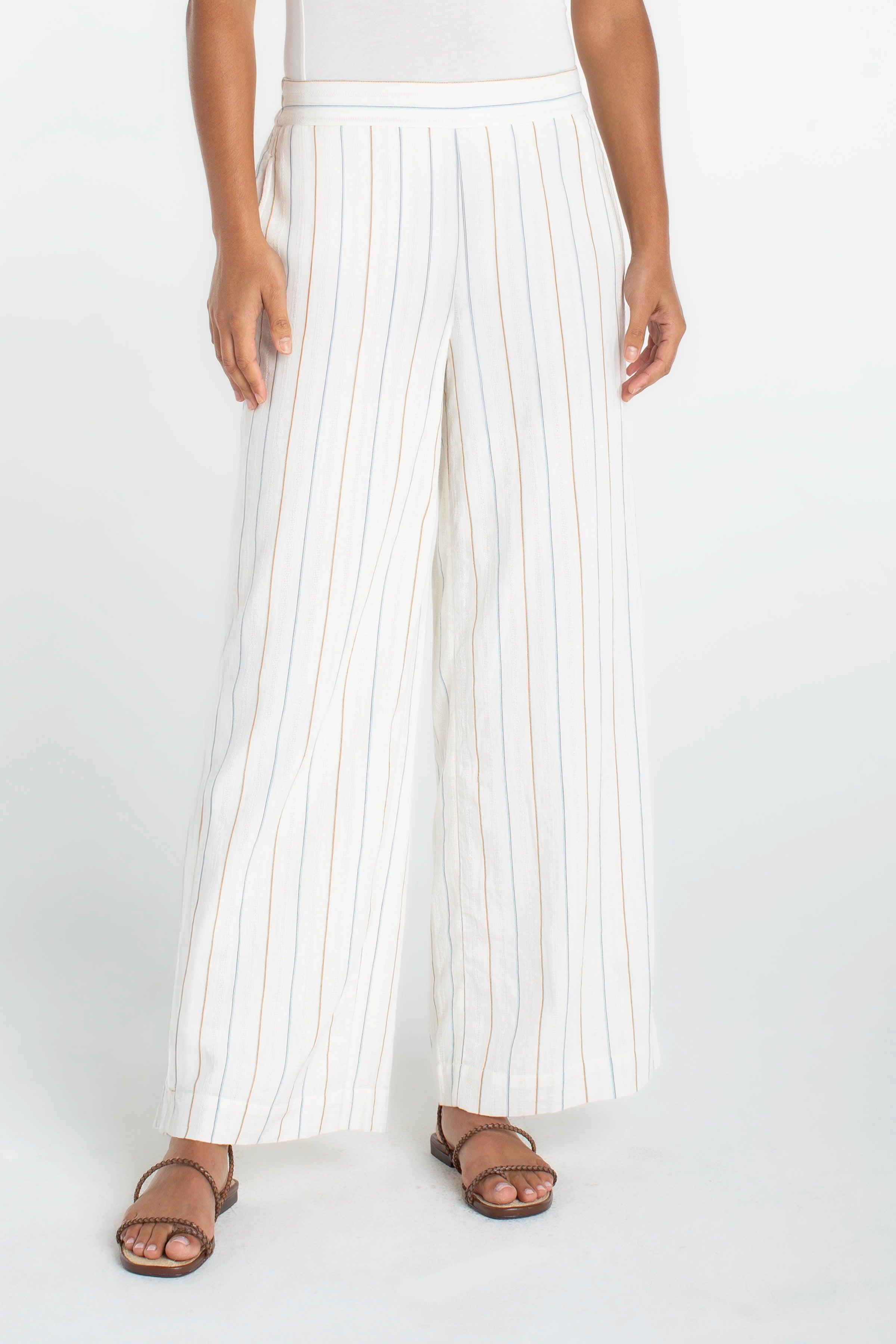 CREAM BLUE MULTI STRIPE