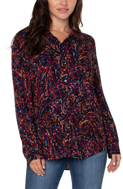 Open BUTTON UP WOVEN BLOUSE BATIK PAISLEY-1 in gallery view