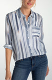 LONG SLEEVE BUTTON FRONT WOVEN SHIRT