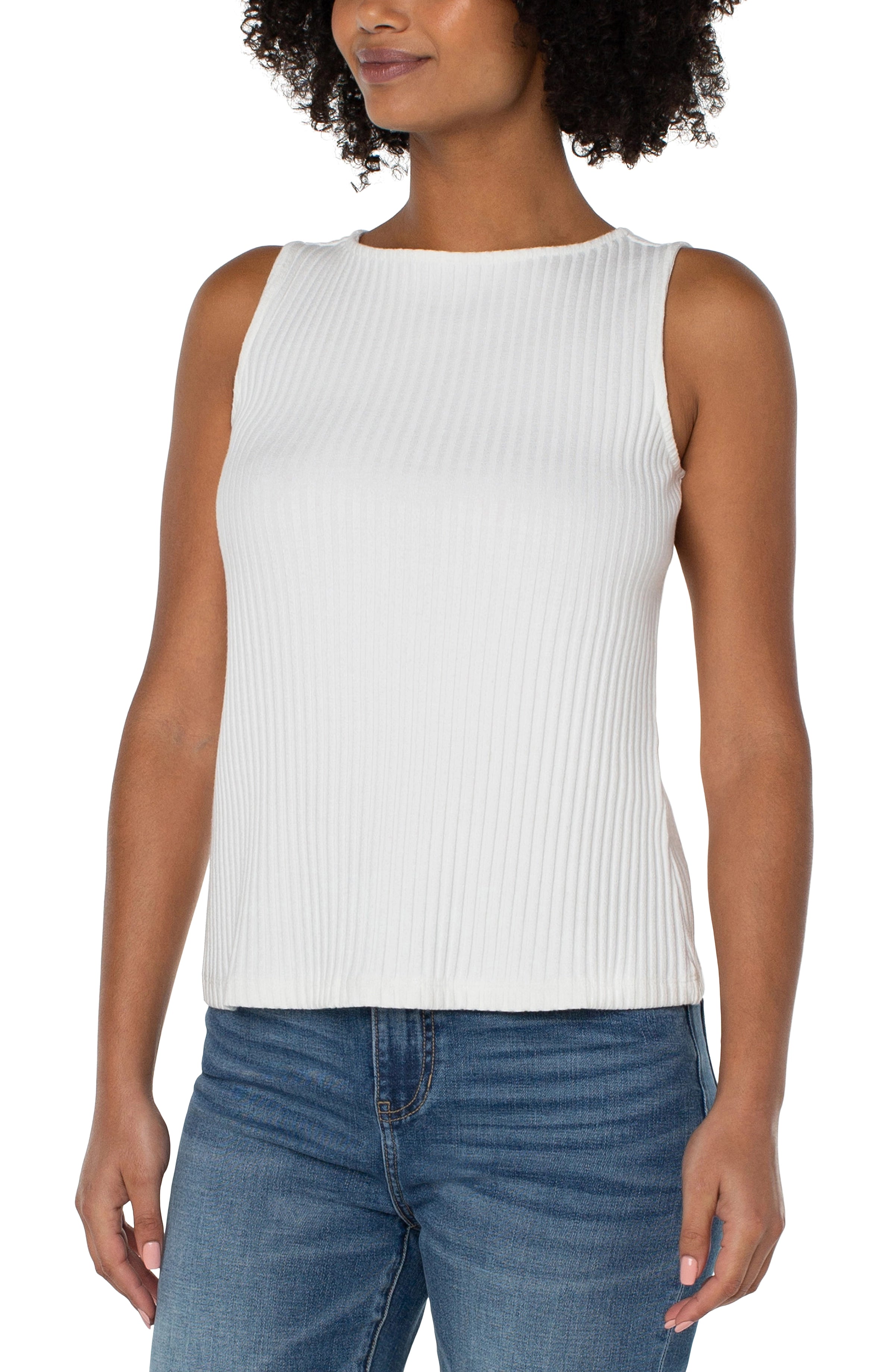 SLEEVELESS BOAT NECK RIB KNIT TOP – LIVERPOOL LOS ANGELES SLEEVELESS BOAT NECK RIB KNIT TOP – LIVERPOOL LOS ANGELES
