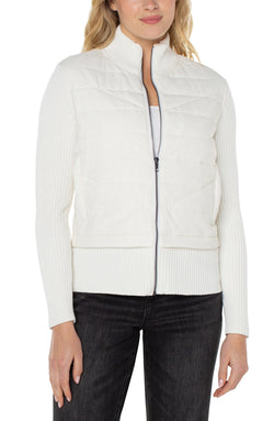 Open QUILTED FULL ZIP SWEATER QUILTED FULL ZIP SWEATER-1 in gallery view