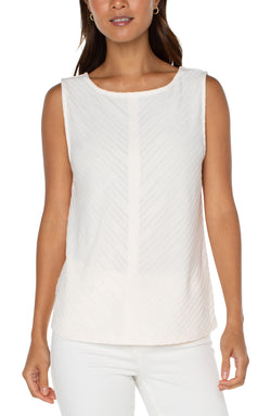 Open SLEEVELESS BOAT NECK KNIT TOP FRENCH CREAM-1 in gallery view