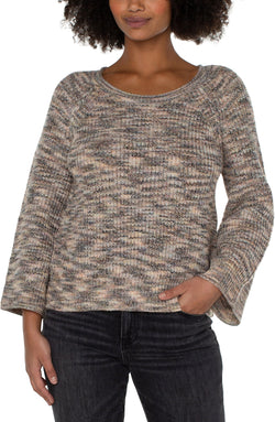 Open CREW NECK SWEATER WITH WIDE SLEEVE SUNSET SPACEDYE-1 in gallery view