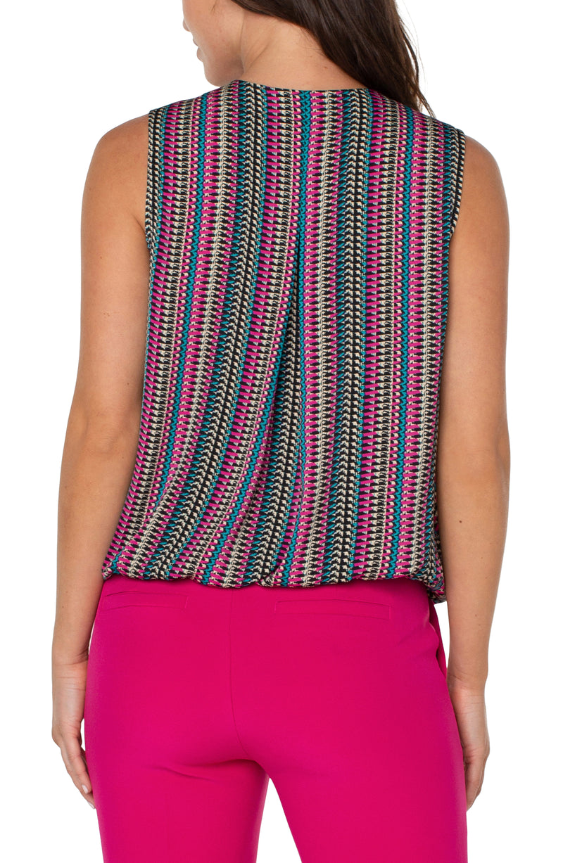 Liverpool Los Angeles Sleeveless V-Neck Drape Front Knit Top Women's Clothing Texture Multi Stripe : XS