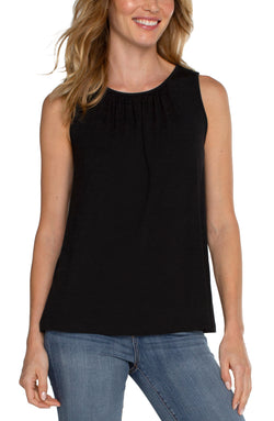 Open A-LINE SLEEVELESS KNIT TOP BLACK-1 in gallery view