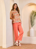 SLEEVELESS WOVEN TOP WITH BUTTON BACK