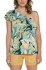 ONE SHOULDER RUFFLE PRINTED WOVEN TOP