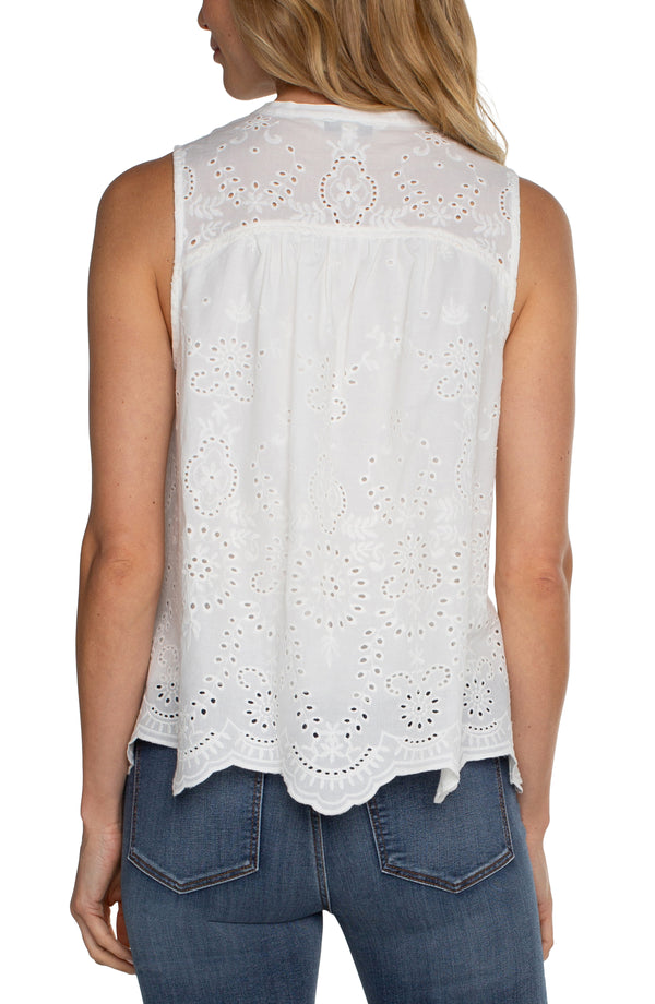 SLEEVELESS EMBROIDERED WOVEN TOP - View 2