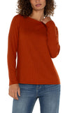 PETITE LONG SLEEVE BOAT NECK KNIT TOP