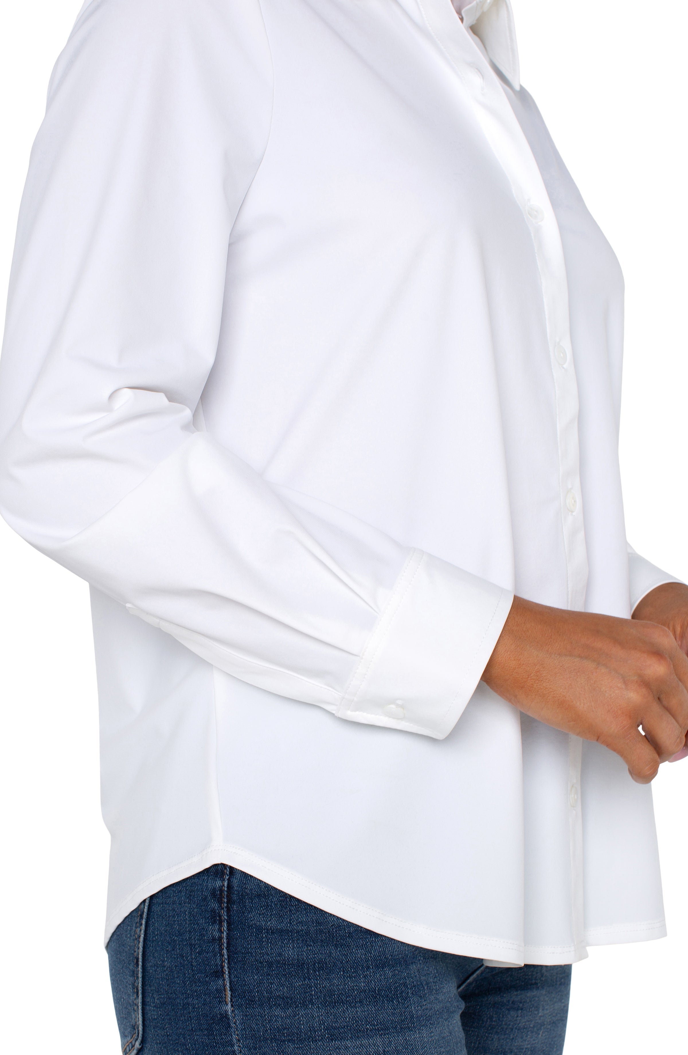Liverpool Long Sleeve Button Front Knit Shirt S / White Liverpool Long Sleeve Button Front Knit Shirt S / White