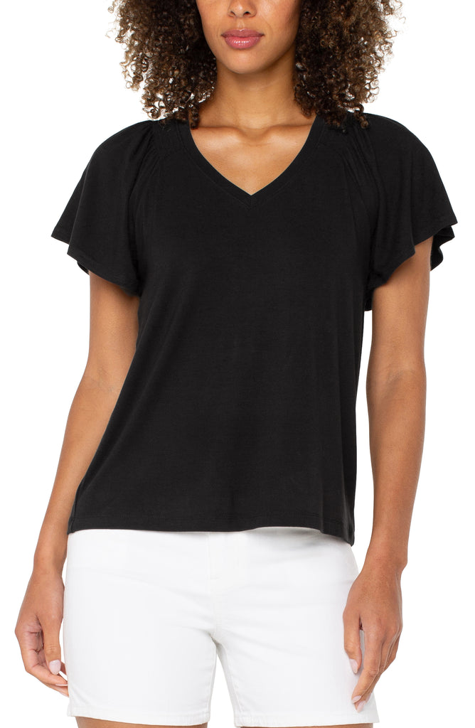 売れ筋商品|||アンクライン カットソー トップス レディース Women's Flutter-Sleeve Button-Front Blouse Olive Palm FLUTTER SLEEVE KNIT TOP – LIVERPOOL LOS ANGELES