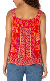 Red floral tank top women's back view