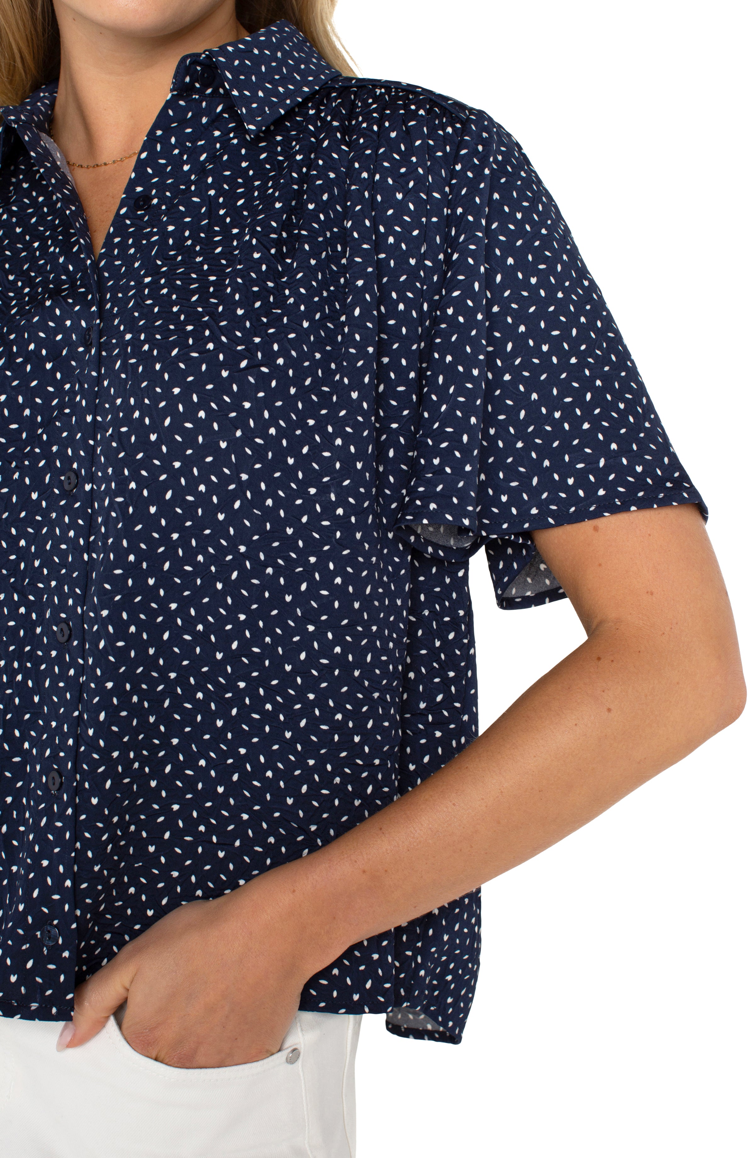 NAVY WHITE DITSY