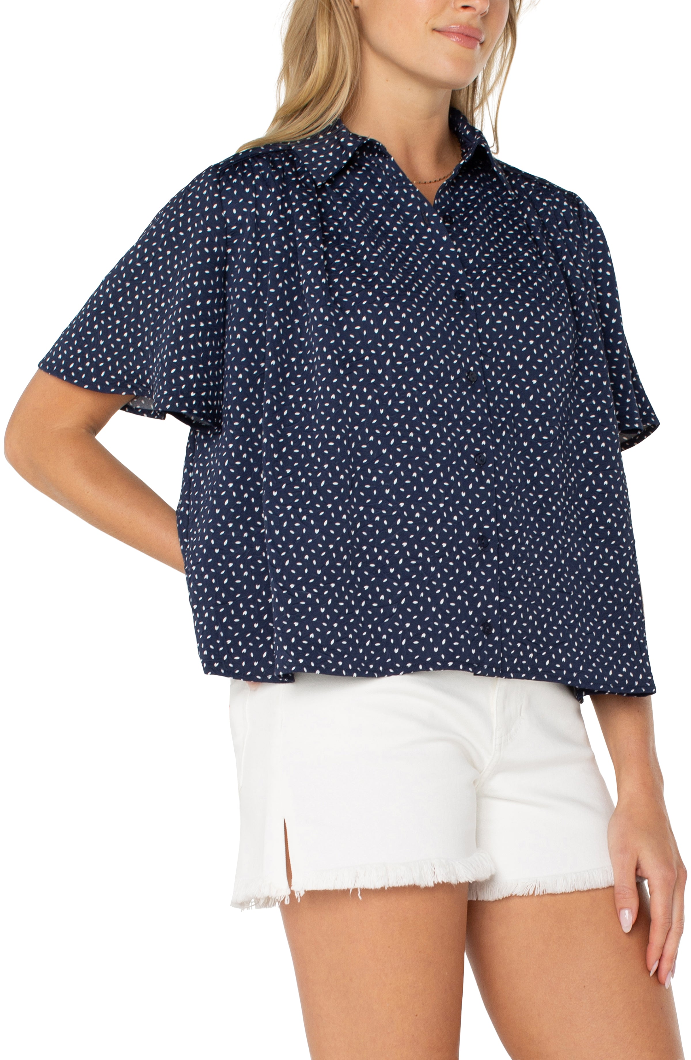 NAVY WHITE DITSY